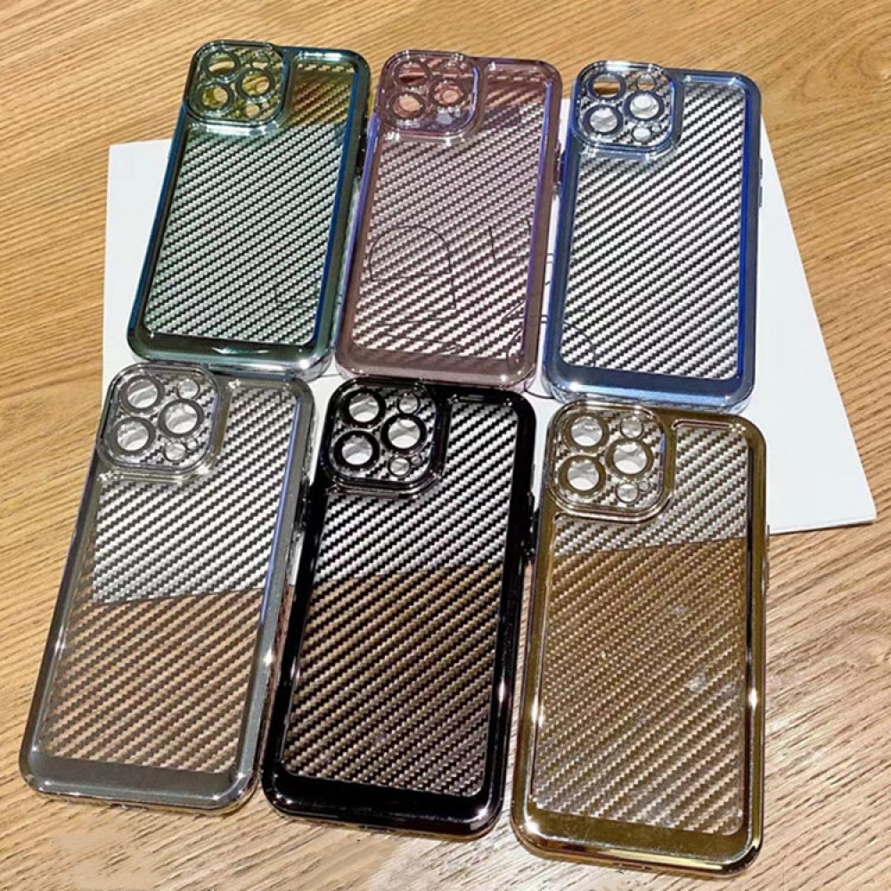 For IPhone13 carbon fiber series + Flash powder XR protective cover iPhone12promax hand chassis Case