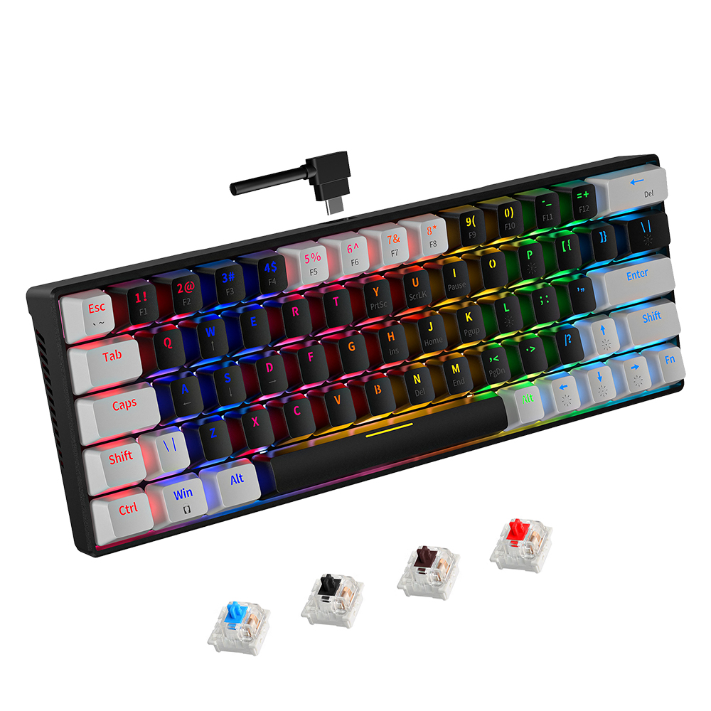 Custom 60% Gaming Keyboard Teclado Mechanical Switch 61 Keys Backlit Mini PC RGB Mechanical Keyboards