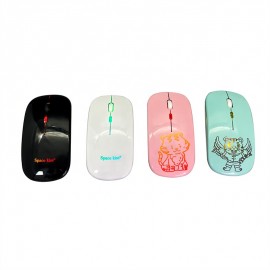 Cartoon Printing Computer Mouse 2.4GHz Wireless Mute Mouse with LED lighting for Gaming Player