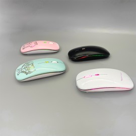 Cartoon Printing Computer Mouse 2.4GHz Wireless Mute Mouse with LED lighting for Gaming Player